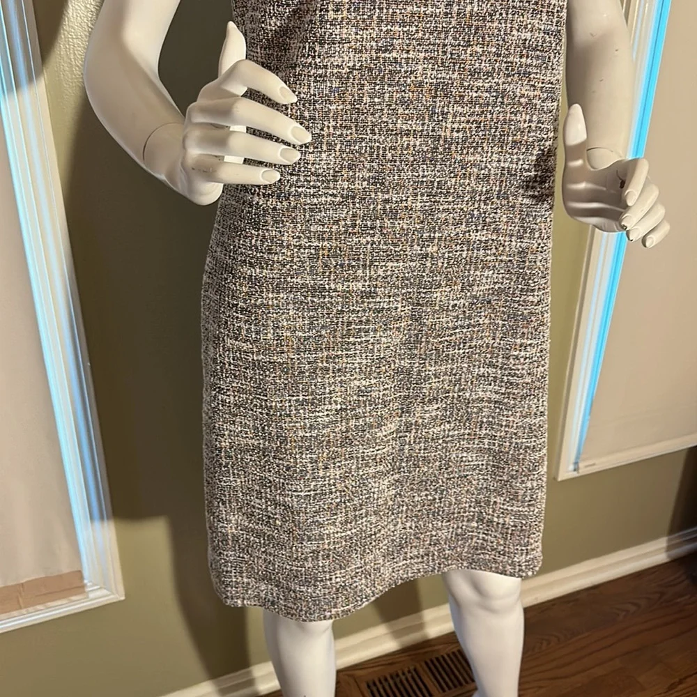 NWOT Calvin Klein Multi Boucle Career Sheath Shift Dress Short Sleeve Sz 12 - Picture 11 of 12